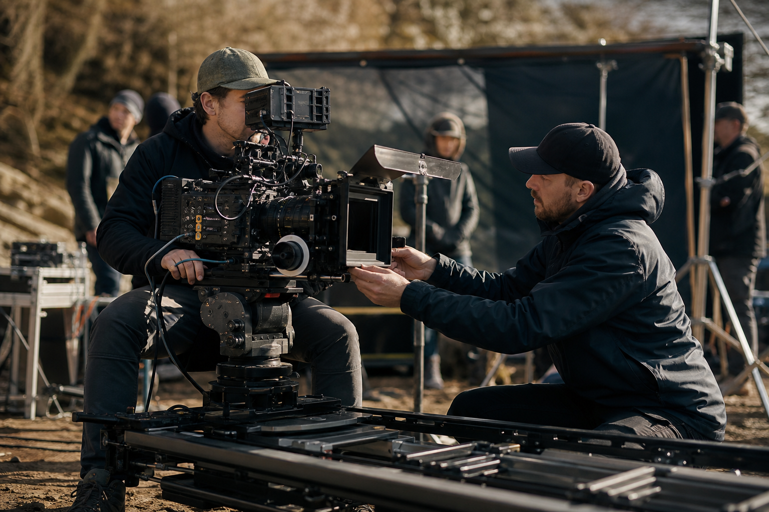 Caméra sur slider en tournage extérieur